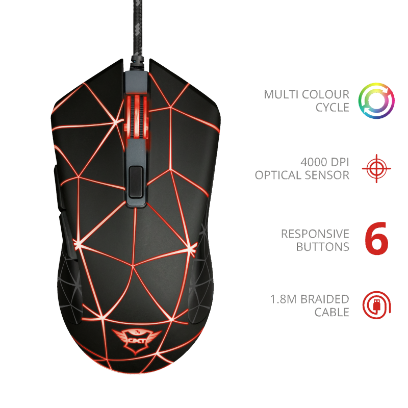 Trust GXT 133 Locx fekete gamer egér