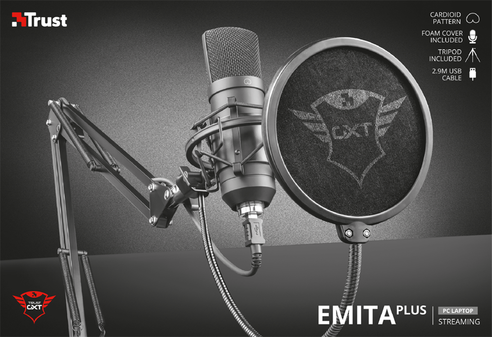 Trust GXT 252+ Emita Plus Streaming USB gamer mikrofon