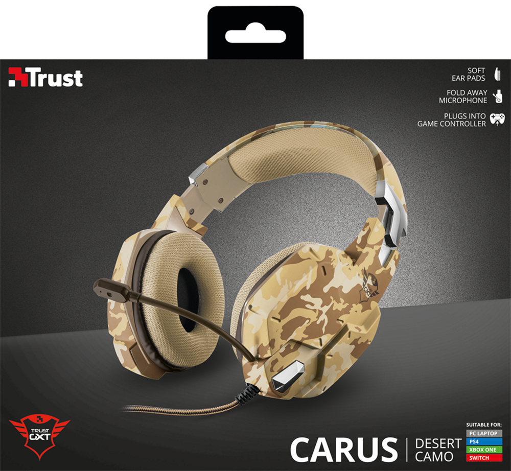 Trust GXT 322D Carus sivatag álcafestéses gamer headset
