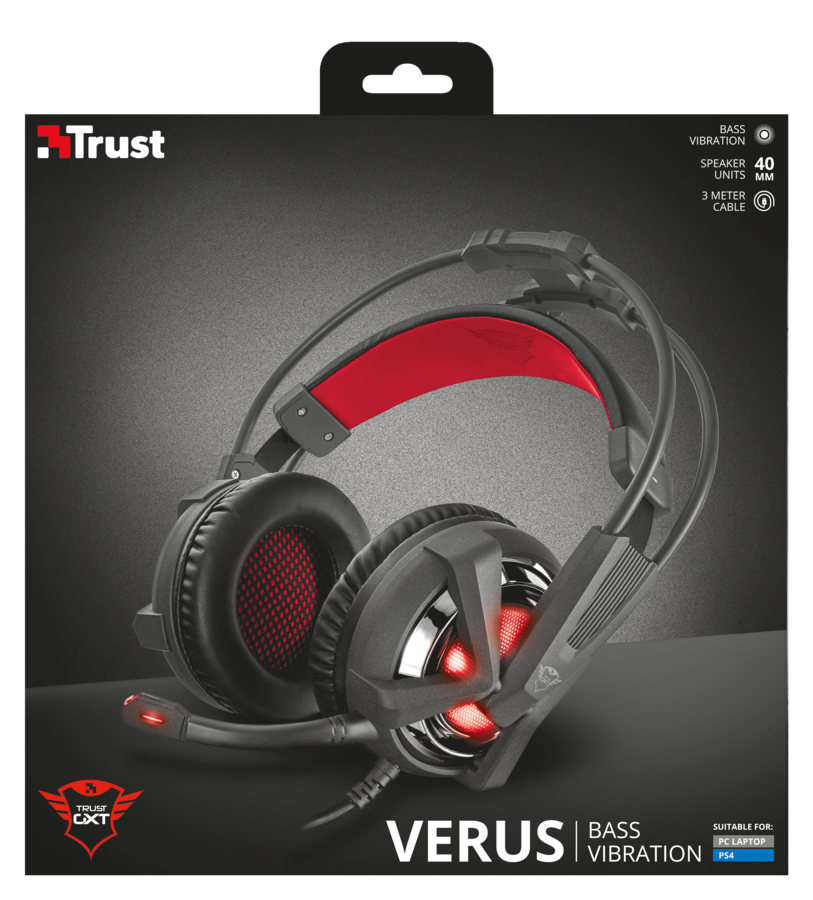 Trust GXT 353 Verus Bass Vibration gamer USB headset