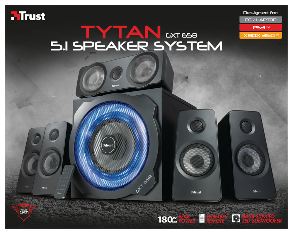 Trust GXT 658 Tytan 5.1 Surround gaming jack 180W fa gamer hangszóró