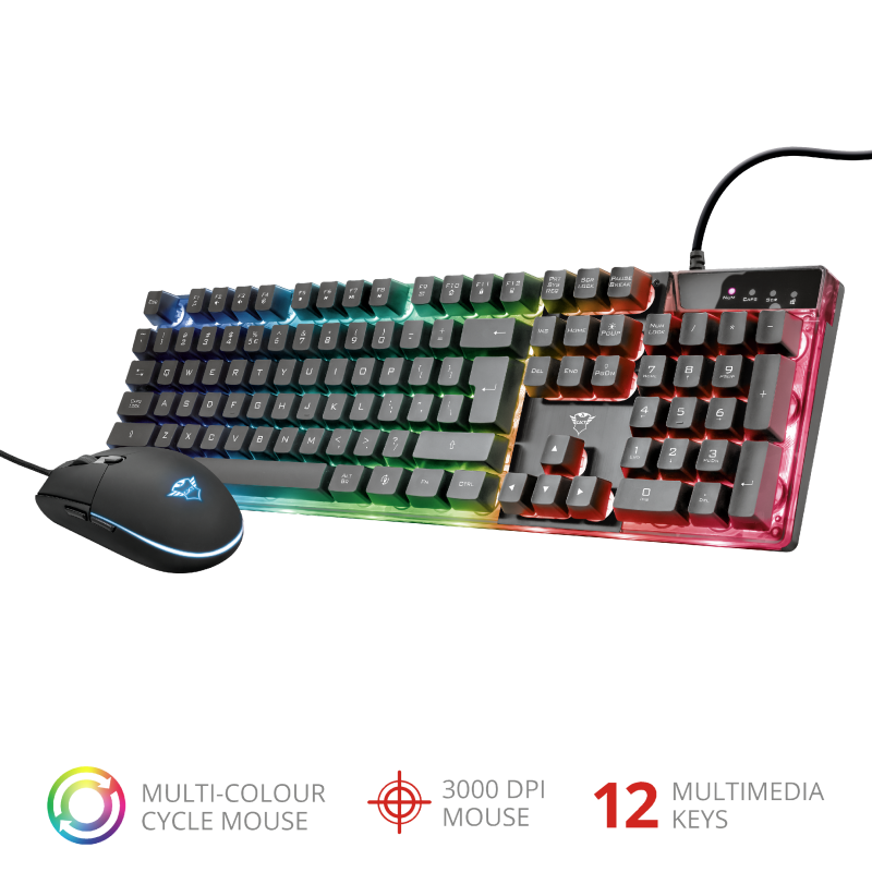 Trust GXT 838 Azor HUN fekete gamer billentyűzet + gamer egér