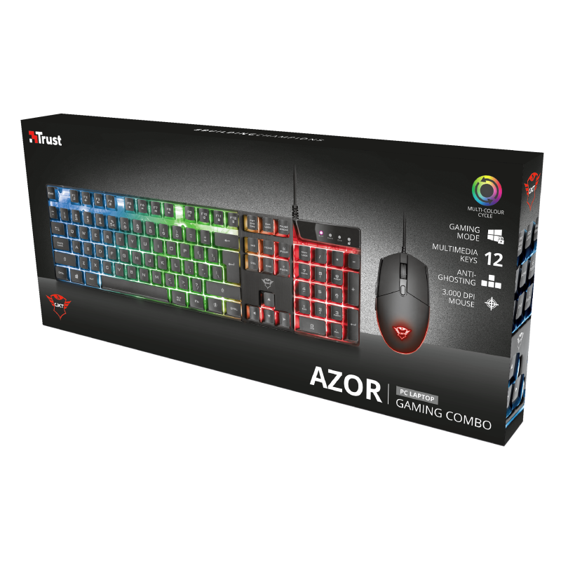 Trust GXT 838 Azor HUN fekete gamer billentyűzet + gamer egér
