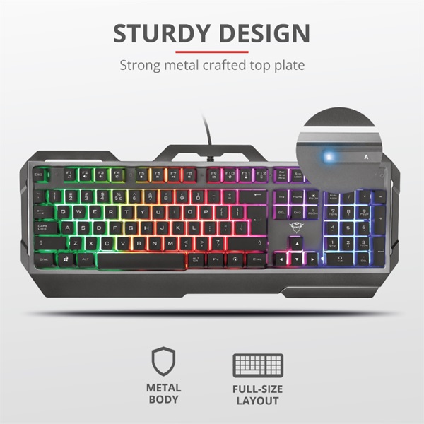 Trust GXT 856 Torac HUN USB fekete gamer billentyűzet