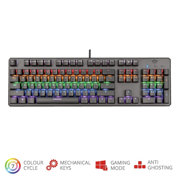 Trust GXT 865 Asta HUN USB fekete mechanikus gamer billentyűzet