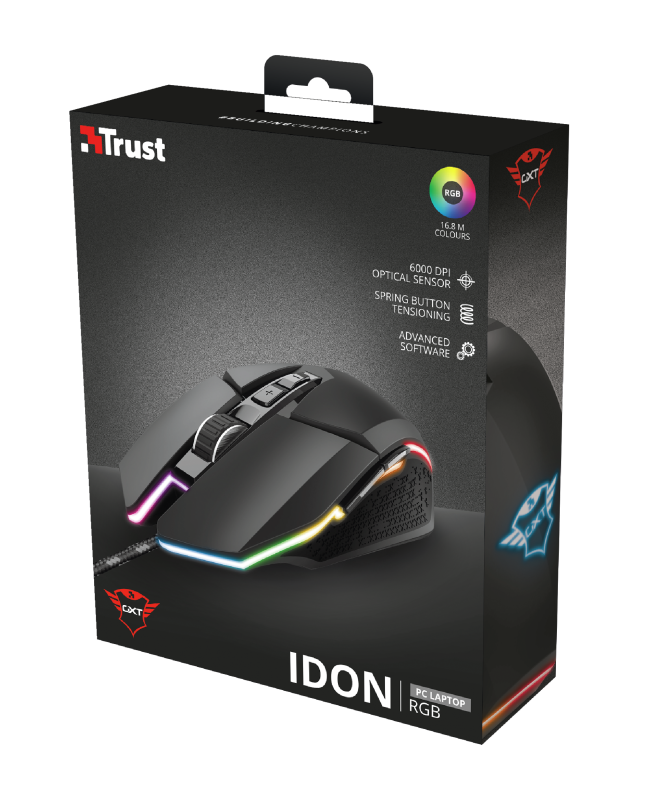 Trust GXT 950 Idon Illuminated RGB fekete gamer egér