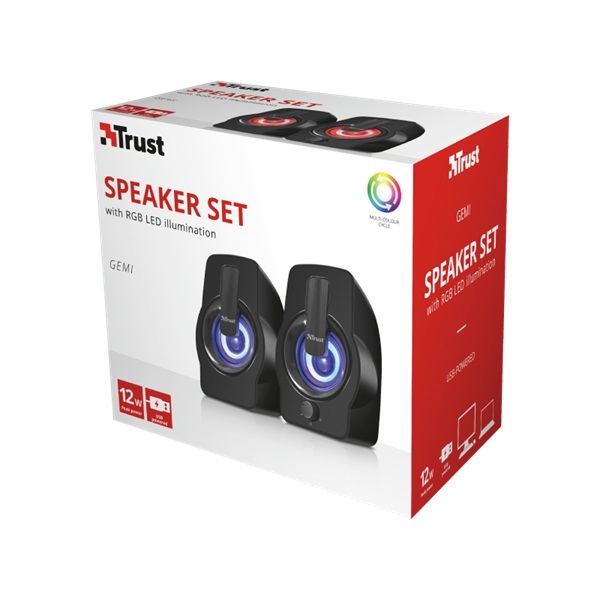 Trust Gemi RGB 2.0 12W fekete hangszóró