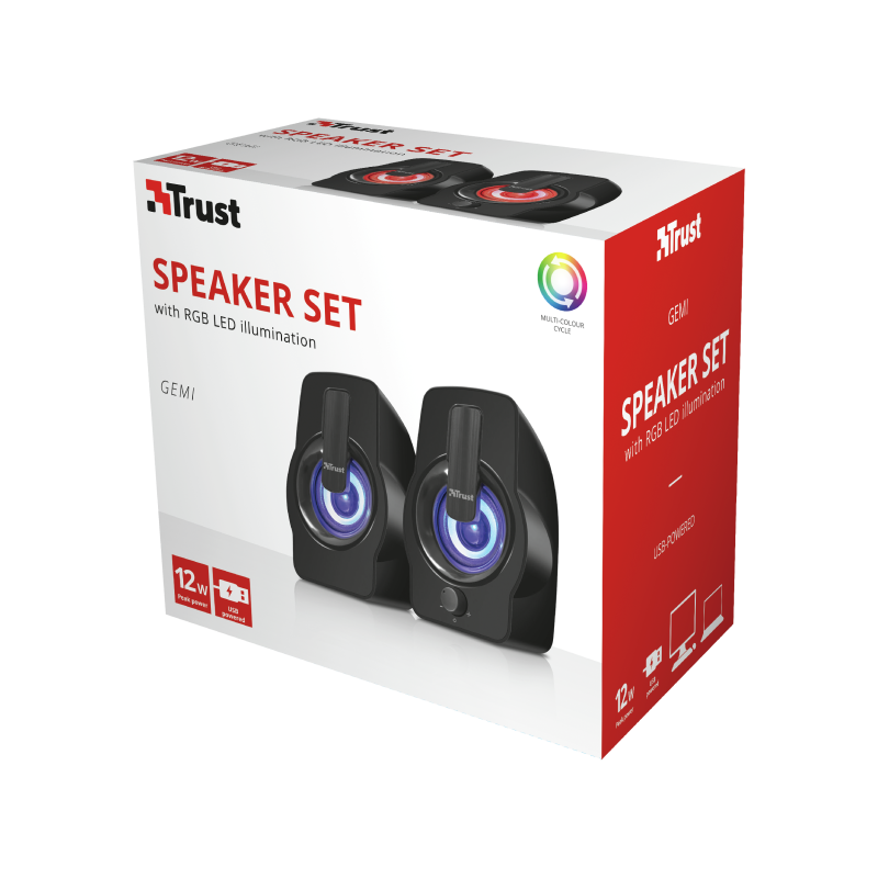 Trust Gemi RGB 2.0 12W fekete hangszóró
