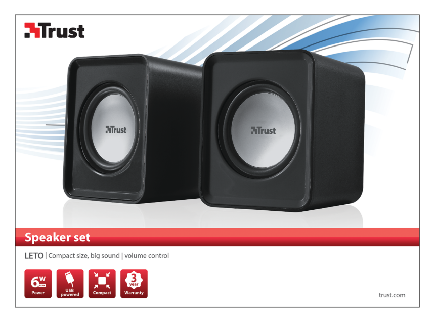Trust Leto 2.0 jack 6W USB tápellátású fekete-ezüst hangszóró
