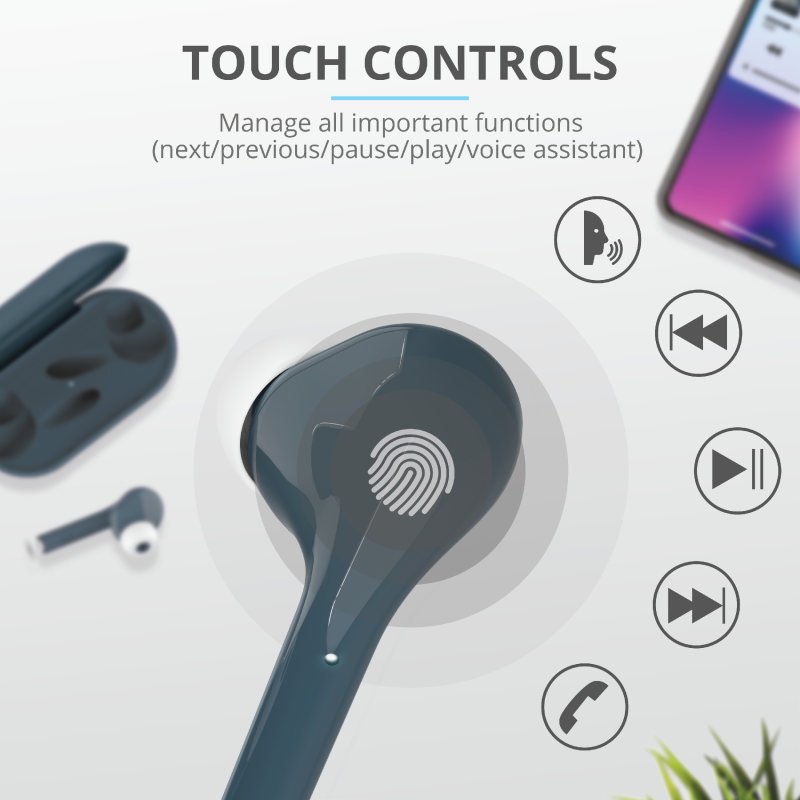 Trust Nika Touch True Wireless Bluetooth kék fülhallgató