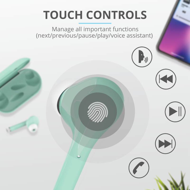 Trust Nika Touch True Wireless Bluetooth türkiz fülhallgató