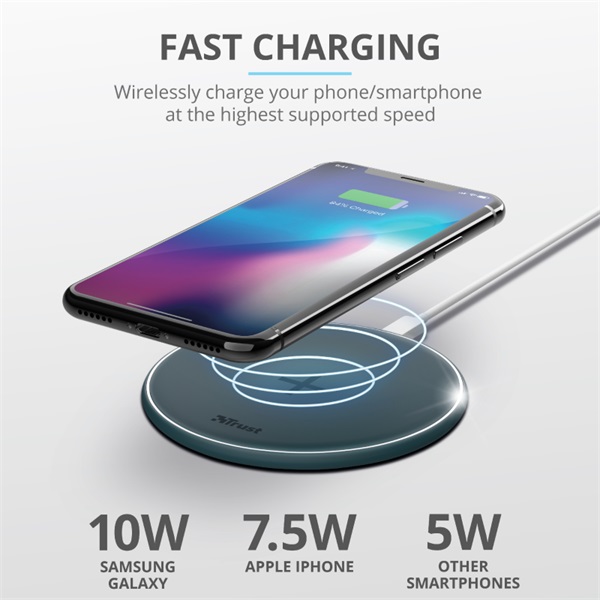 Trust Qylo Fast QI 7.5/10W wireless kék töltő
