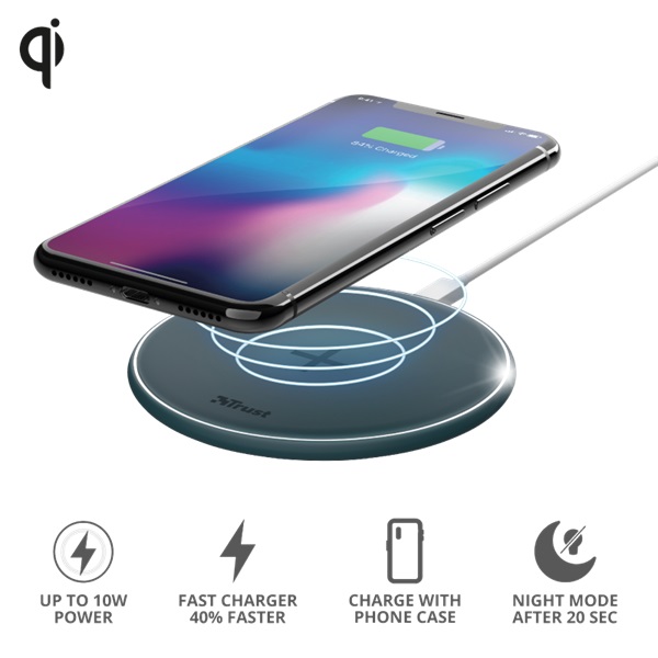 Trust Qylo Fast QI 7.5/10W wireless kék töltő