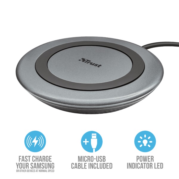 Trust Yudo10 QI 10W wireless fekete töltő