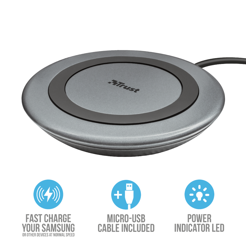 Trust Yudo10 QI 10W wireless fekete töltő