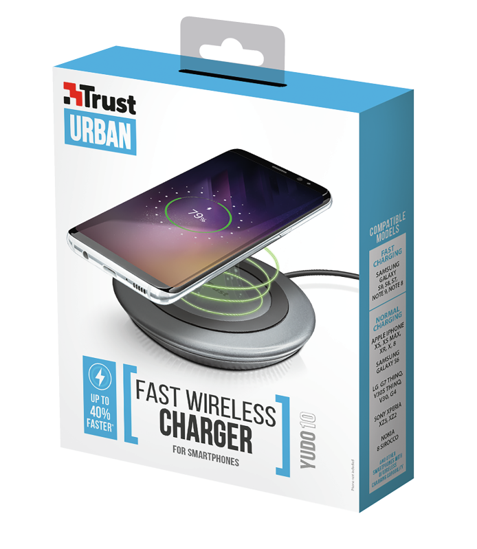 Trust Yudo10 QI 10W wireless fekete töltő
