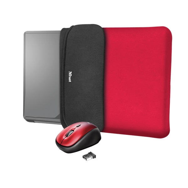Trust Yvo piros 15,6" notebook tok + wireless egér
