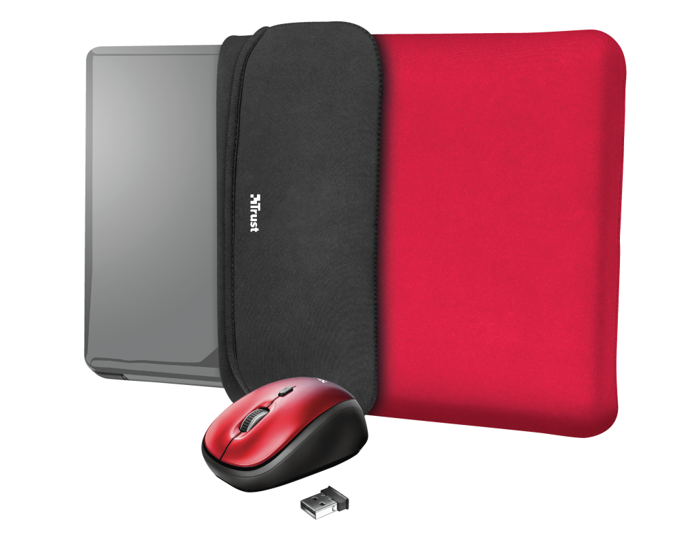 Trust Yvo piros 15,6" notebook tok + wireless egér