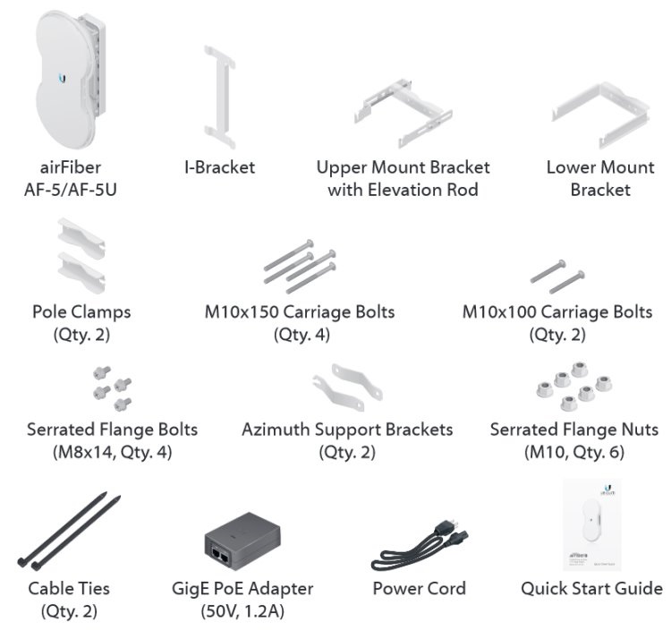 Ubiquiti AF-5 AirFiber 1Gbps+ Duplex Pont-Pont Gigabit Radio