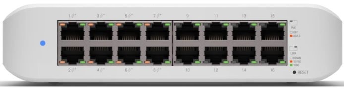 Ubiquiti UniFi USW-Lite-16-PoE 16port GbE LAN 8x PoE+ (45W) L2 menedzselhető switch