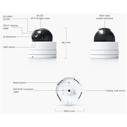 Ubiquiti UniFi UVC-G5-Dome-Ultra UniFi beltéri fehér 4MP 2K IP kamera
