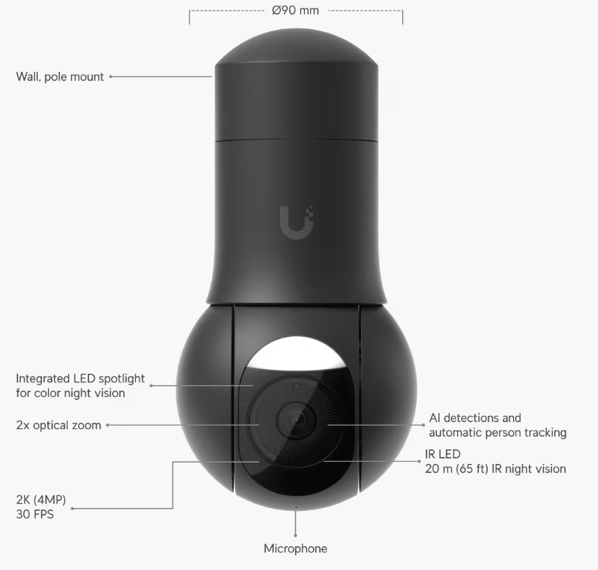 Ubiquiti UniFi UVC-G5-PTZ-B 4MP 2K kültéri fekete PTZ dómkamera