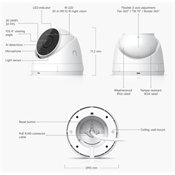 Ubiquiti UniFi UVC-G5-Turret-Ultra UniFi kültéri/beltéri 4MP 2K fehér IP kamera