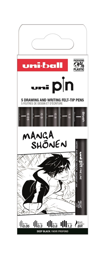 Uni Pin Manga Shonen 5 darabos rajzmarker készlet