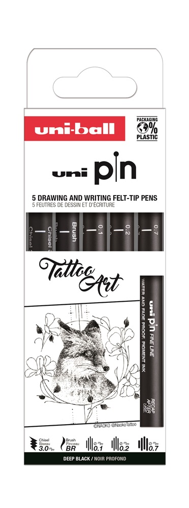 Uni Pin Tattoo Art 5 darabos rajzmarker készlet