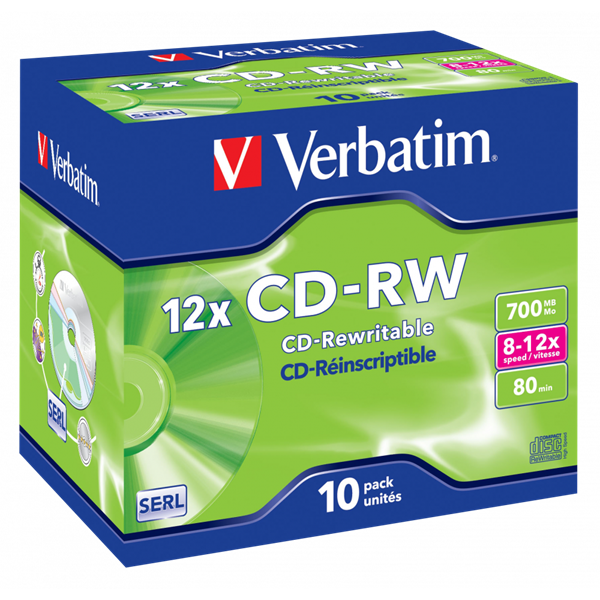 VERBATIM 43148 CD-RW 700MB/12x/karcálló írható felület/újraírható CD 10db/csomag