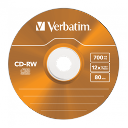 VERBATIM 43167 CD-RW 700MB/12x/színes írható felület/újraírható slim CD 5db/csomag