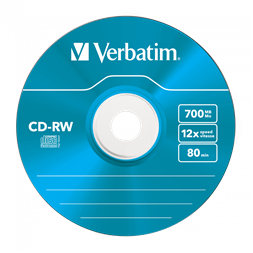 VERBATIM 43167 CD-RW 700MB/12x/színes írható felület/újraírható slim CD 5db/csomag