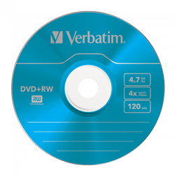 VERBATIM 43297 DVD+RW 4,7GB/4x/színes írható felület/újraírható DVD 5db/csomag