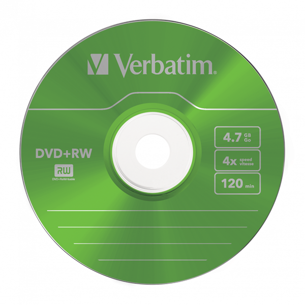VERBATIM 43297 DVD+RW 4,7GB/4x/színes írható felület/újraírható DVD 5db/csomag
