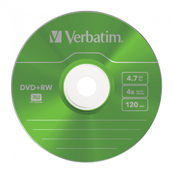 VERBATIM 43297 DVD+RW 4,7GB/4x/színes írható felület/újraírható DVD 5db/csomag