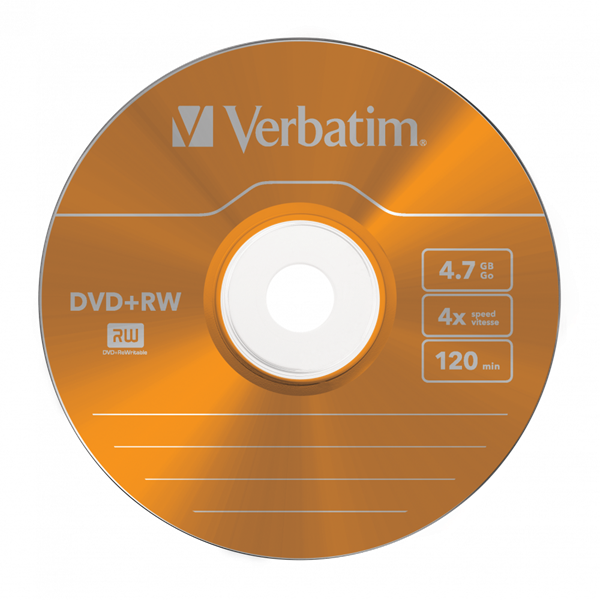 VERBATIM 43297 DVD+RW 4,7GB/4x/színes írható felület/újraírható DVD 5db/csomag