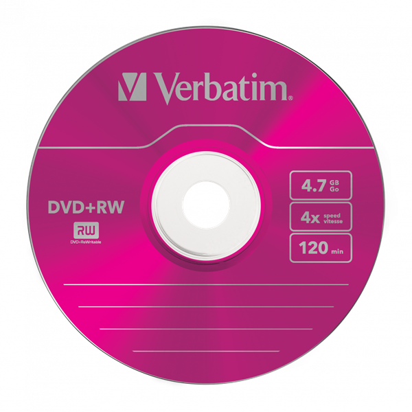 VERBATIM 43297 DVD+RW 4,7GB/4x/színes írható felület/újraírható DVD 5db/csomag