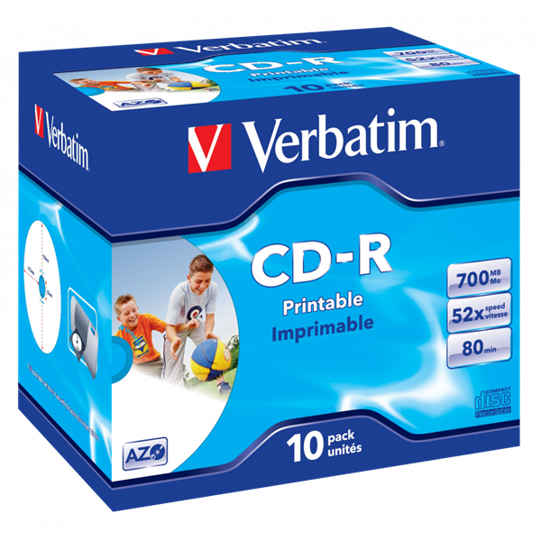 VERBATIM 43325 CD-R 700MB/52x/nyomtatható felület/egyszer írható CD 10db/csomag