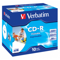 VERBATIM 43325 CD-R 700MB/52x/nyomtatható felület/egyszer írható CD 10db/csomag