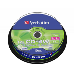 VERBATIM 43480 CD-RW 700MB/12x/karcálló írható felület/újraírható CD 10db/csomag