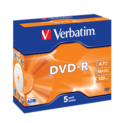 VERBATIM 43519 DVD-R 4,7GB/16x/matt ezüst írható felület/egyszer írható DVD 5db/csomag