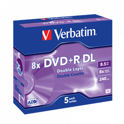 VERBATIM 43541 DVD+R 8,5GB/kétrétegű/8x/matt ezüst írható felület/egyszer írható DVD 5db/csomag