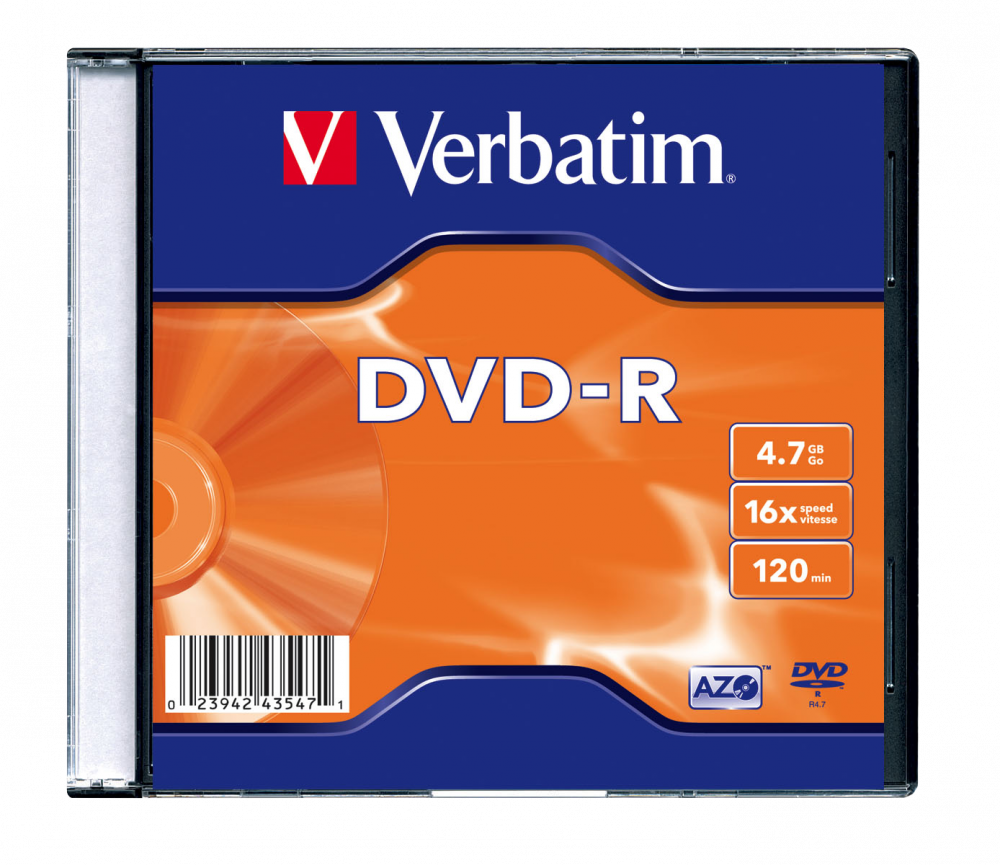 VERBATIM 43547 DVD-R 4,7GB/16x/matt ezüst írható felület/egyszer írható DVD 1db