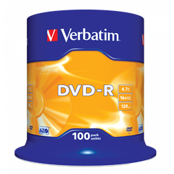 VERBATIM 43549 DVD-R 4,7GB/16x/matt ezüst írható felület/egyszer írható DVD 100db/csomag