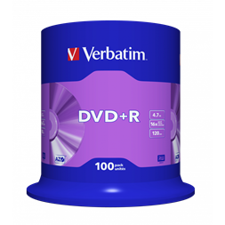 VERBATIM 43551 DVD+R 4,7GB/16x/matt ezüst írható felület/egyszer írható DVD 100db/csomag