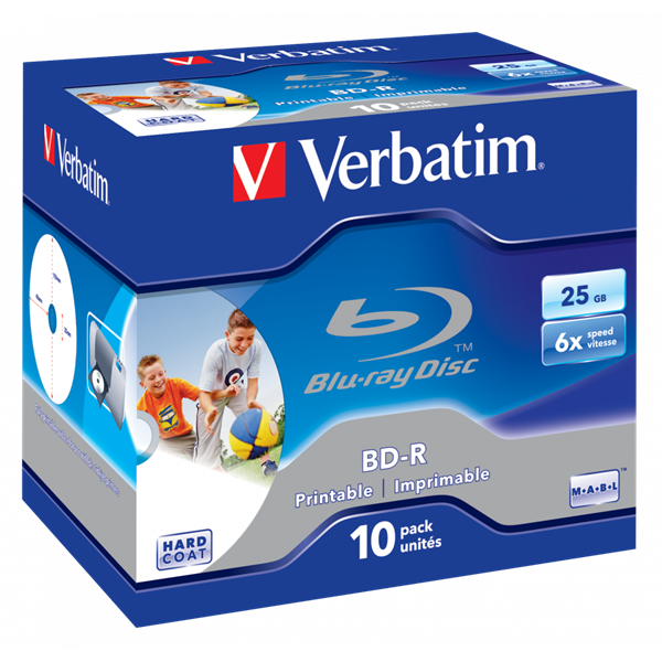 VERBATIM 43713 BD-R 25GB/6x/nyomtatható felület/egyszer írható Blu-Ray 10db/csomag