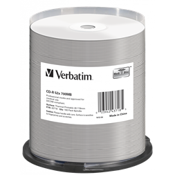 VERBATIM 43718 CD-R 700MB/52x/hő nyomtatható felület/egyszer írható CD 100db/csomag