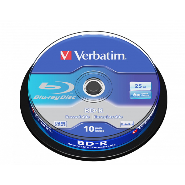 VERBATIM 43742 BD-R 25GB/6x/fehér-kék írható felület/egyszer írható Blu-Ray 10db/csomag