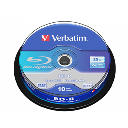 VERBATIM 43742 BD-R 25GB/6x/fehér-kék írható felület/egyszer írható Blu-Ray 10db/csomag