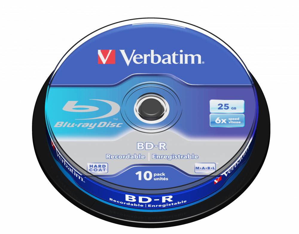 VERBATIM 43742 BD-R 25GB/6x/fehér-kék írható felület/egyszer írható Blu-Ray 10db/csomag